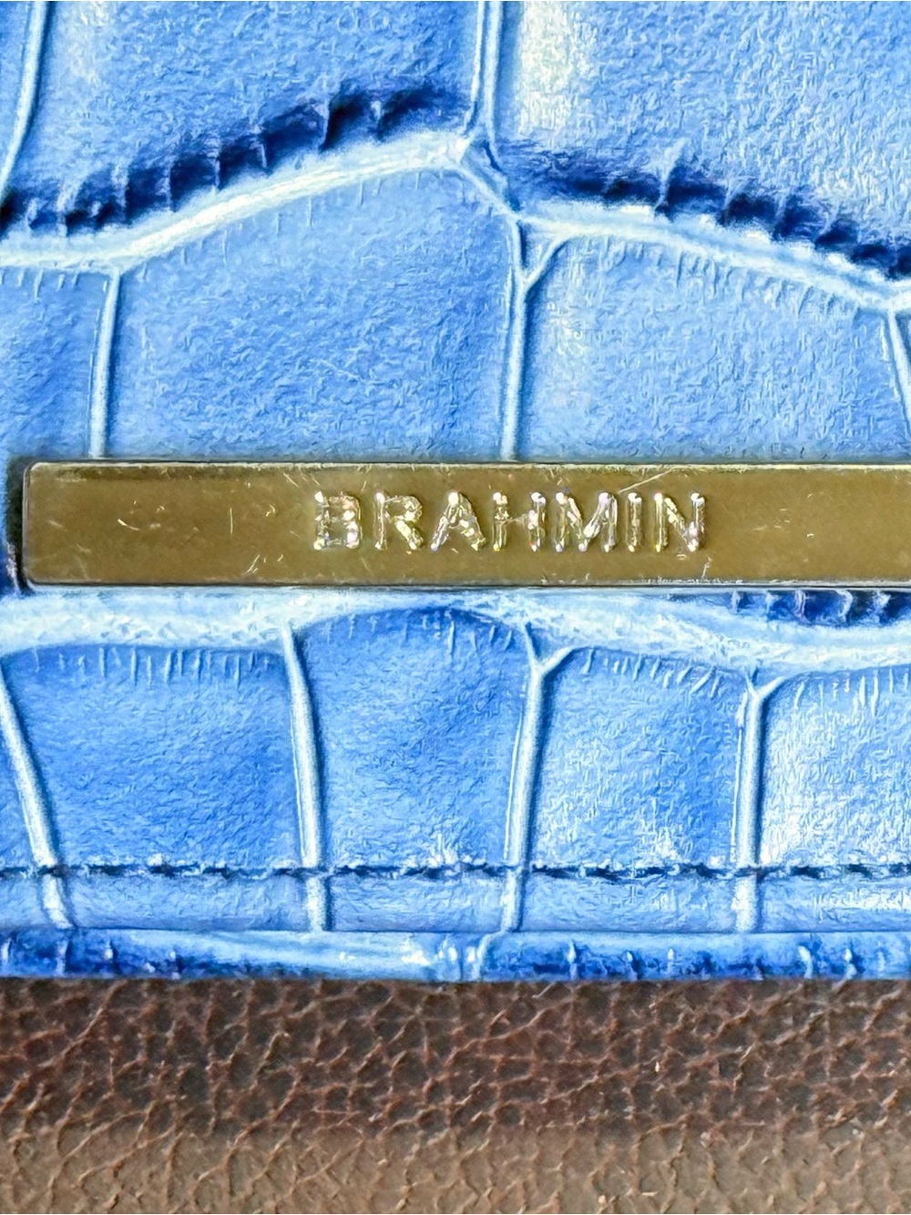 Brahmin Ady Blue Croc-Embossed Leather Wallet - Picture 3 of 11